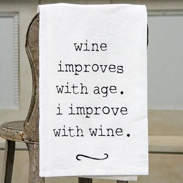 Wine Improves Dish Towel - The Fox Decor